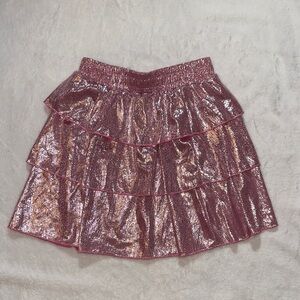 NWOT girls Metallic Pink tier layered Skirt size M7/8